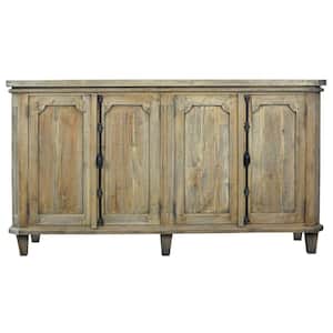 Driftwood Brown Buffet Shabby Chic Cottage 71 in. Solid Wood with Panel Door