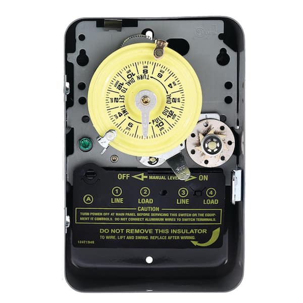 Intermatic T170 Series 40 Amp 24-Hour Mechanical Time Switch with Skipper and Indoor Enclosure - Gray
