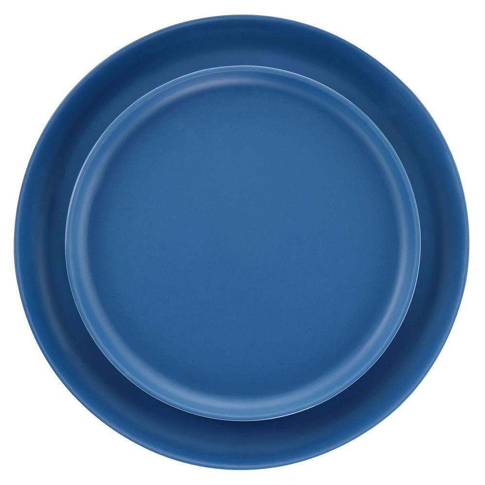 Blue Melamine 12-Piece Stackable Dinnerware Set, Service for 4