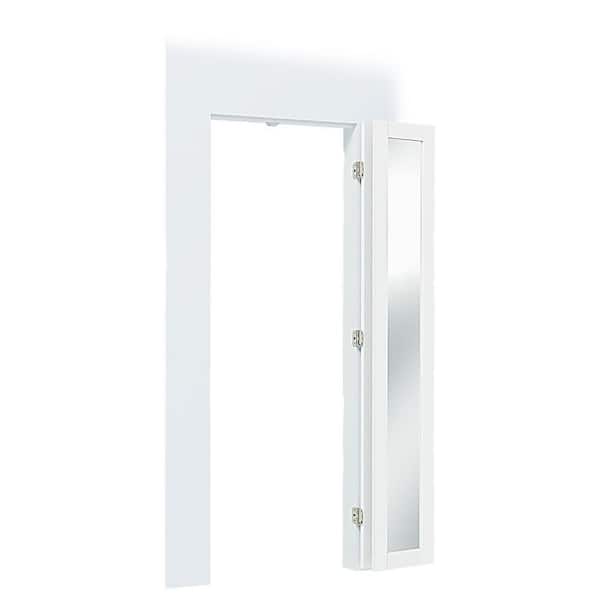 TENONER 30 in. x 80 in. Full Lite White Mirrored Glass Solid Core, MDF, PVC Covering Compack 180-Bi-Fold Door with Hardware Kits