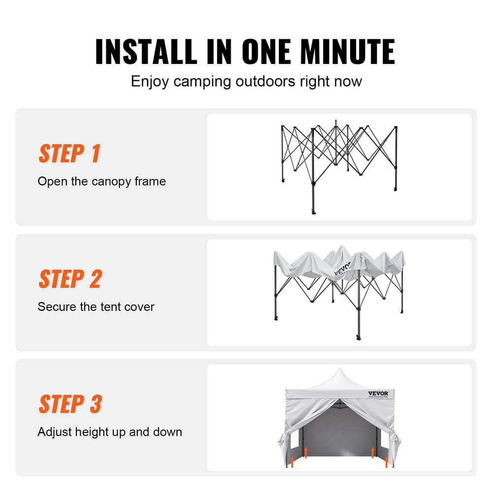 White 10x10ft Pop-Up Canopy Tent with Sidewalls and Bag