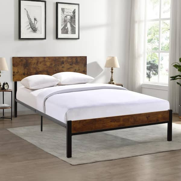 Wooden King Platform Bed With Drawers Twin Rustic Platform Bed With Storage  Reclaimed Queen Bed With Headboard 