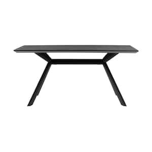 Margot 63 in. W Rectangular Dark Gray Melamine Dining Table with Black Finish (Seats Up to 6)