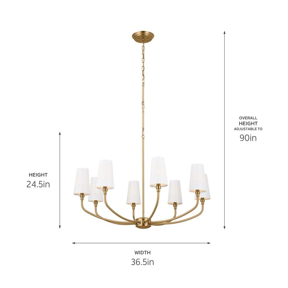 Adeena Brushed Natural Brass 8-Light Steel Chandelier