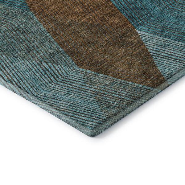 Mayfield Premium Machine Washable Abstract AMF962 Teal 1 ft. 8 in. x 2 ft. 6 in. Area Rug