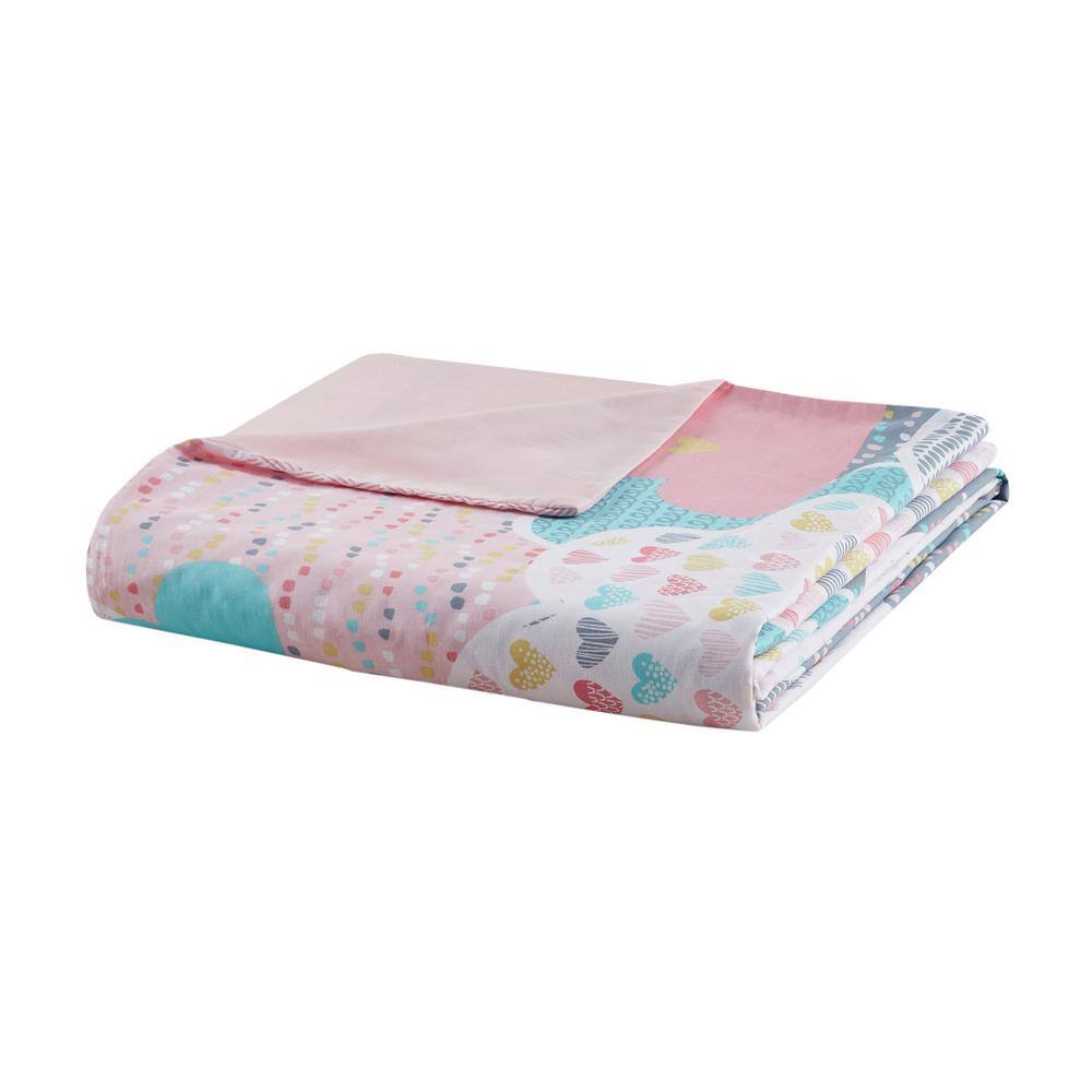 Whimsical Clouds Cotton Kids' Twin Duvet Cover Set with Embroidered Unicorn Pillow