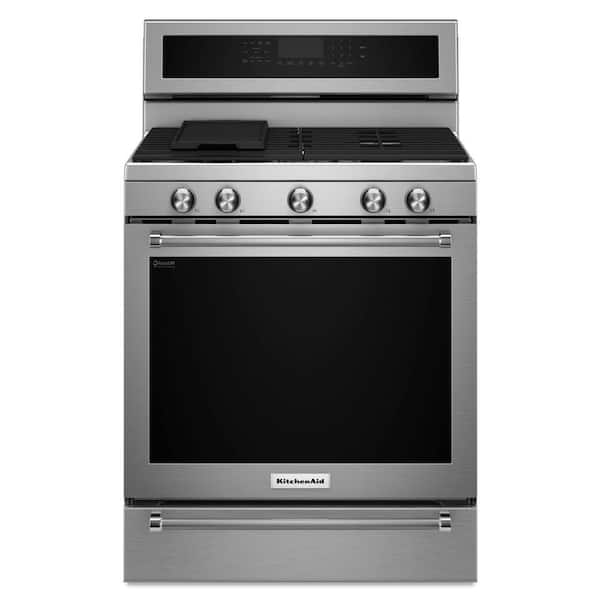 KitchenAid 30 in. 5.8 cu. ft. Gas Range with Self-Cleaning Convection Oven in Stainless Steel