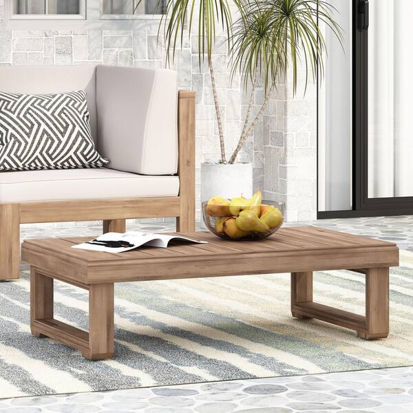Brown 38.5 in. Rectangular Acacia Wood All-Weather Outdoor Side
