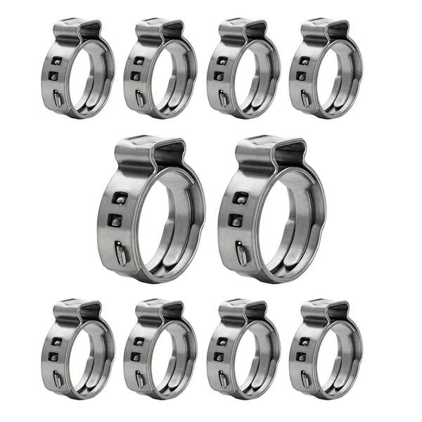 The Plumbers Choice 1 In Stainless Steel Oetiker Style Pinch Clamps Pex Cinch Rings 10 Pack 