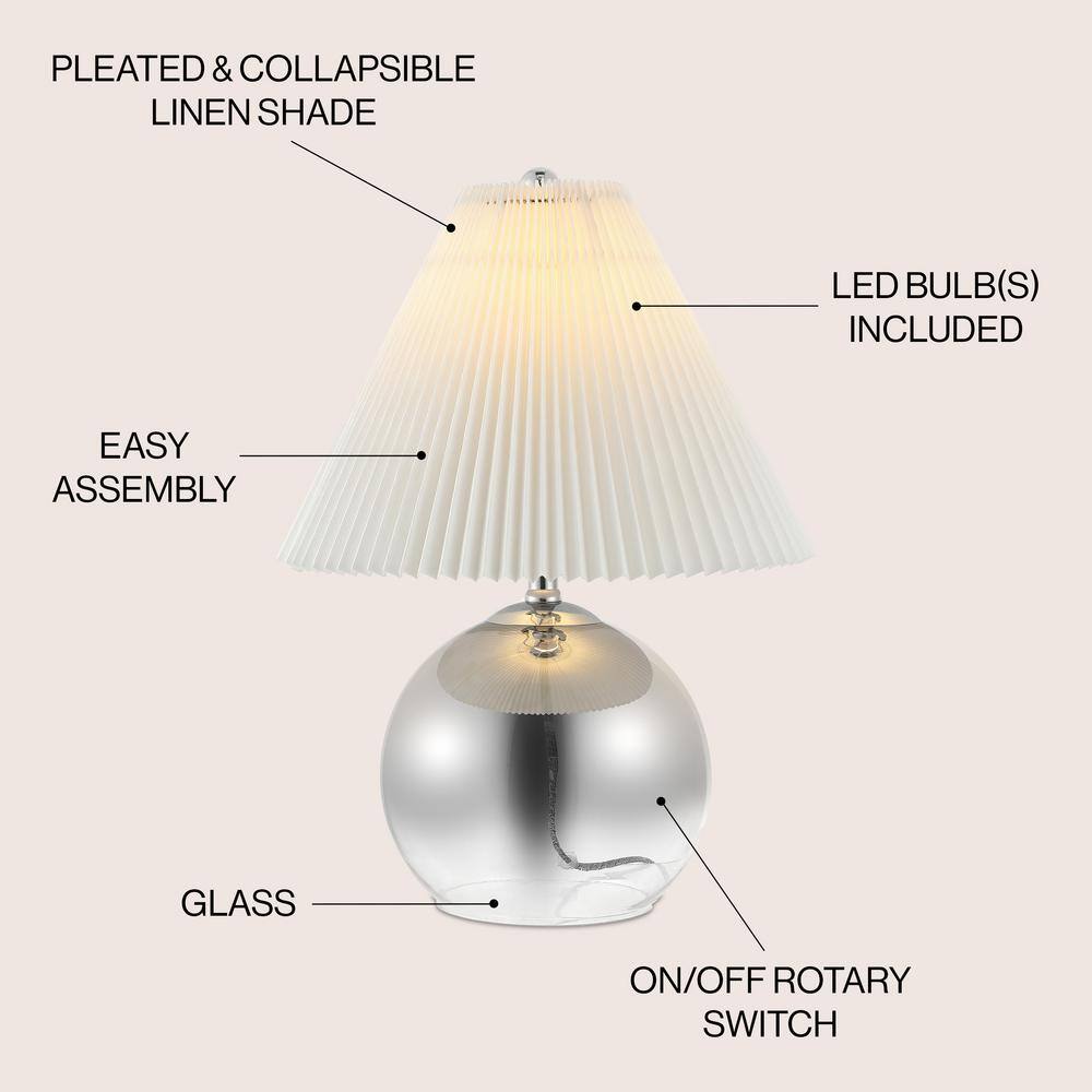 Louisa 22.5" Smoke Gradient Glass and Chrome Table Lamp with Pleated Shade