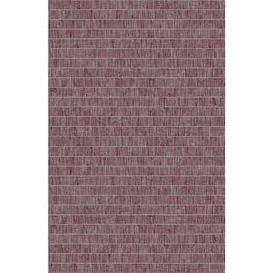 60.75 sq. ft. Pink Pomona Blue Grass Band Embossed Vinyl Unpasted Wallpaper Roll