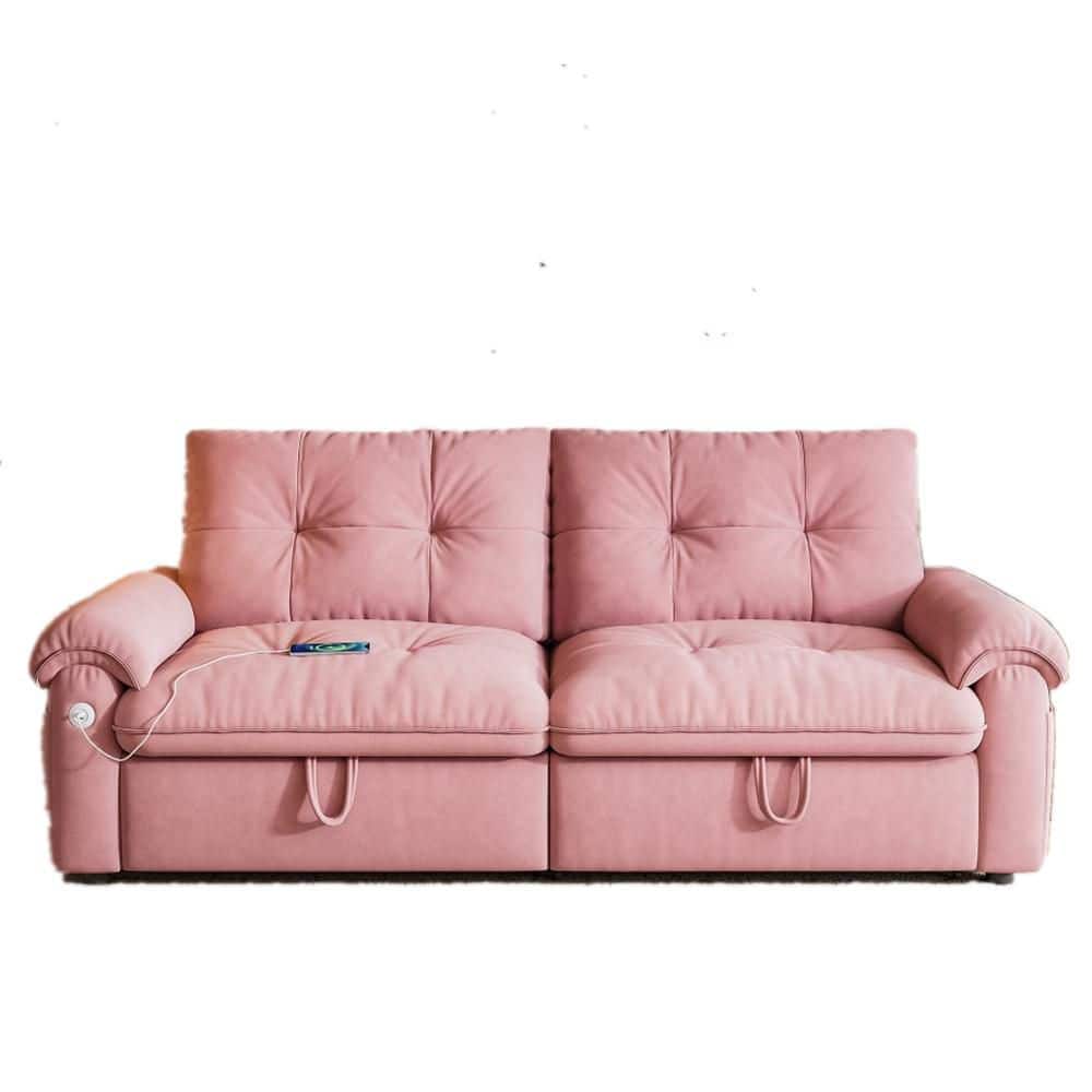 Modern 77 in. Pink Velvet Convertible Sleeper Sofa Bed with Pull-Out 2-Seat Seating price history on PriceWatchPro