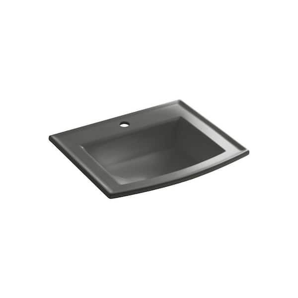 KOHLER Archer 22-3/4 in. Drop-In Vitreous China Bathroom Sink in Thunder Grey with Overflow Drain