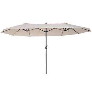15 ft. x 9 ft. Rectangular Market Umbrella with Crank Handle and Air Vents in White