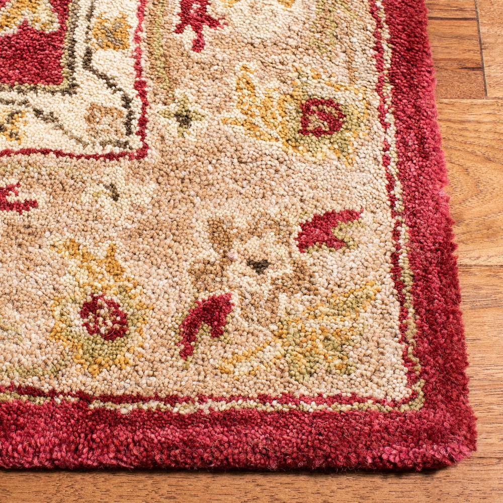 SAFAVIEH Anatolia Tracy Traditional Wool Area Rug, Red/Ivory, 4' x 6'