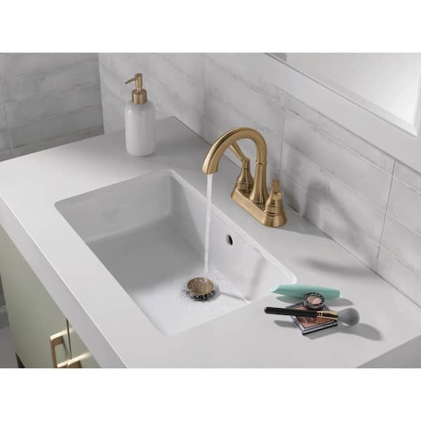 Faryn Gold 4 in. Centerset Double-Handle Bathroom Faucet in Champagne Bronze
