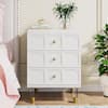 BYBLIGHT Fenley White Gold 3-Drawer Nightstand