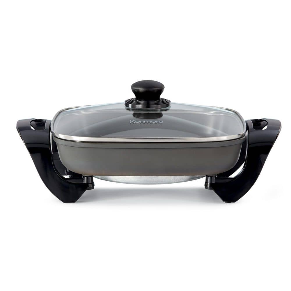 Ovente Electric Skillet with Nonstick Coating Pan & Borosilicate Glass  Cover 13 Inch, 1400 Watt Cooking Wok, Black - Bed Bath & Beyond - 23510856
