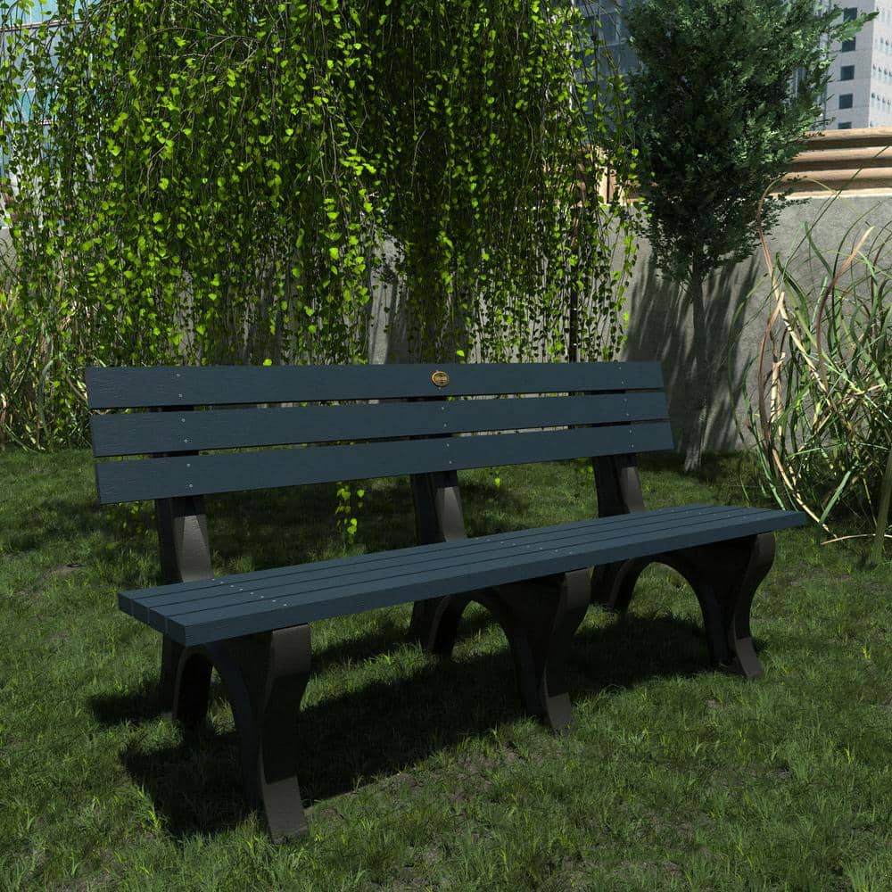 Aurora 6 ft Federal Blue Recycled Plastic Traditional Park Bench