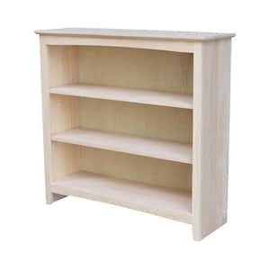 36 in. H Unfinished Solid Wood 3-Shelf Standard Bookcase