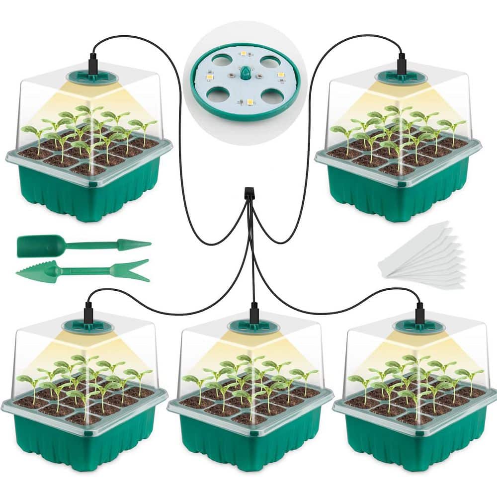 Reusable Seed Starter Tray Kit with LED Grow Lights, 12 Cells per Tray, Humidity Dome, Hydroponic Propagation price history on PriceWatchPro