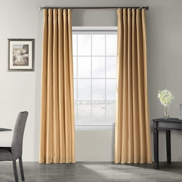 Exclusive Fabrics & Furnishings Butternut Solid Rod Pocket Room Darkening Curtain - 50 in. W x 120 in. L (1 Panel)