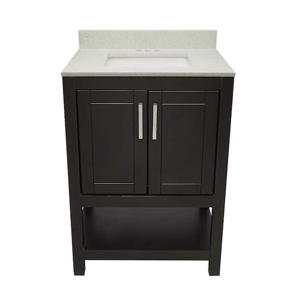 Taos 25 in. W x 19. in D. x 36 in. H Bath Vanity in Espresso with Quartz Stone Galaxy White Top with White Basin
