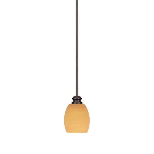 Unbranded Albany 60-Watt 1-Light Espresso Shaded Pendant Light with Cayenne Linen Glass Shade, No Bulbs Included