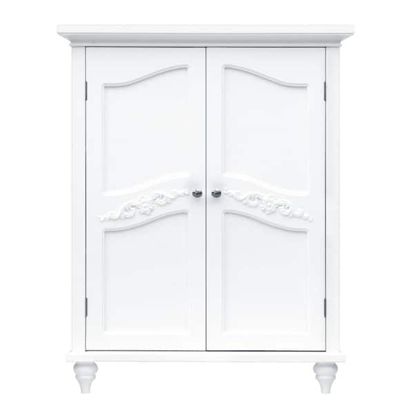Teamson Home Venice 34 in. H x 27 in. W x 13-3/4 in. D Bathroom Linen Storage Floor Cabinet in White