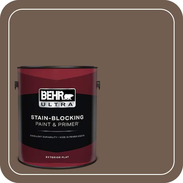 BEHR ULTRA 1 gal. #PPF-52 Rich Brown Flat Exterior Paint & Primer
