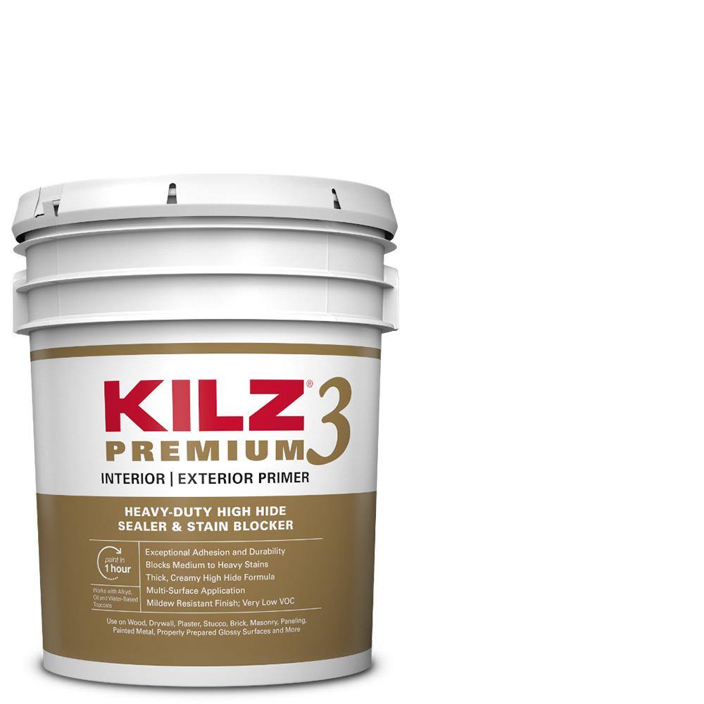 KILZ PREMIUM 5 Gal. White Interior/Exterior Primer, HeavyDuty High