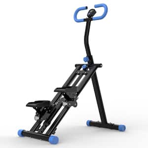 Black Vertical Climber, Stair Stepper with with Stable Frame Adjustable Handlebar for Full-Body Exercise