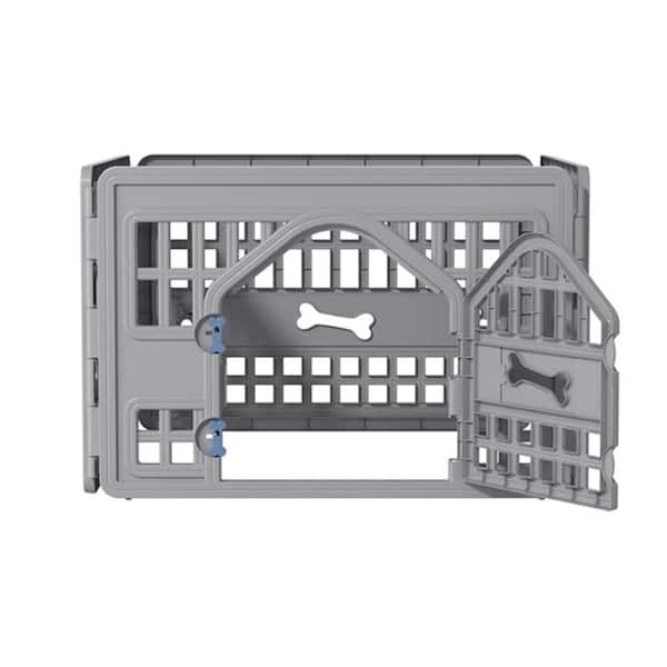 Gray 33.54 in. x 33.54 in. Dog Pet Playpen Gate for Dogs Cats Safe Secure Indoor Outdoor
