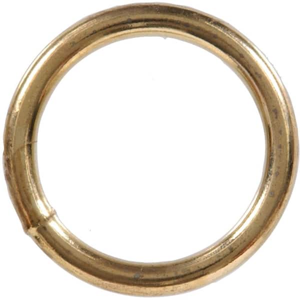 Hardware Essentials 0.177 in. Wire x 1-1/4 in. Inside Diameter Brass-Plated Welded Ring (25-Pack)