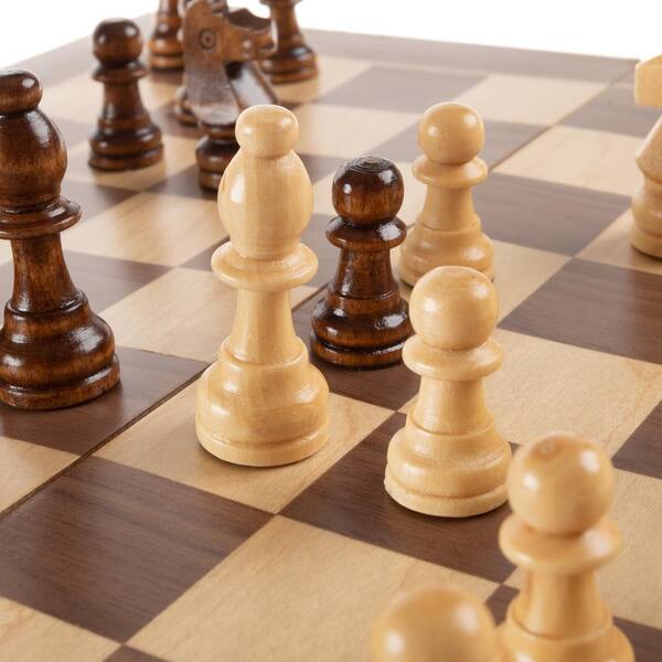 Hey! Play! Chess Set with Folding Wooden Board-Beginner’s Portable Game