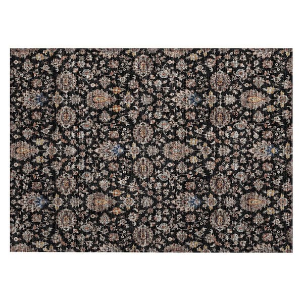 Addison Rugs Chantille Machine Washable Indoor/Outdoor Abstract ACN2192 Black 1 ft. 8 in. x 2 ft. 6 in. Accent Rug