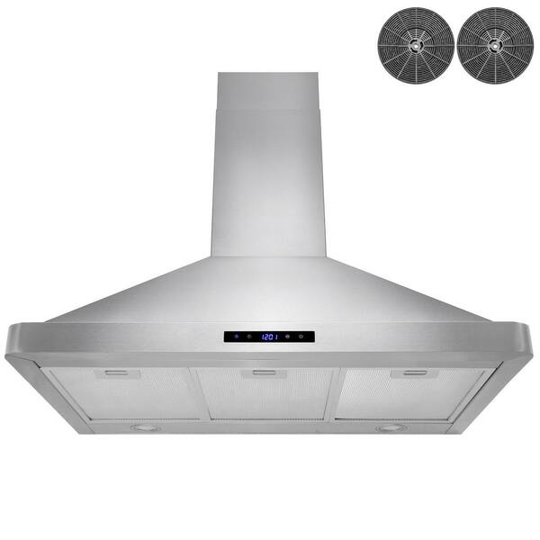 AKDY 36 in. Convertible Wall Mount Range Hood in Stainless Steel with LED Lights, Touch Control and Carbon Filters