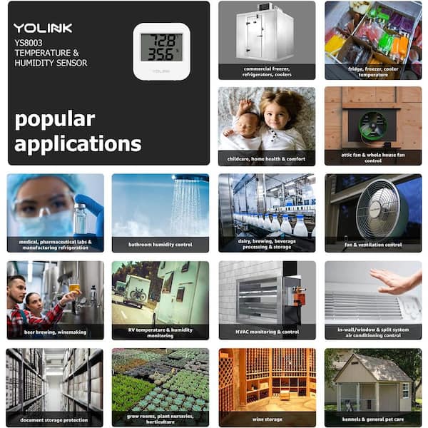 YoLink X3 Temperature & Humidity Sensor, Supports App Real-time Data Refresh, Alexa, Ifttt, Home Assistant Integration - YoLink Hub Required