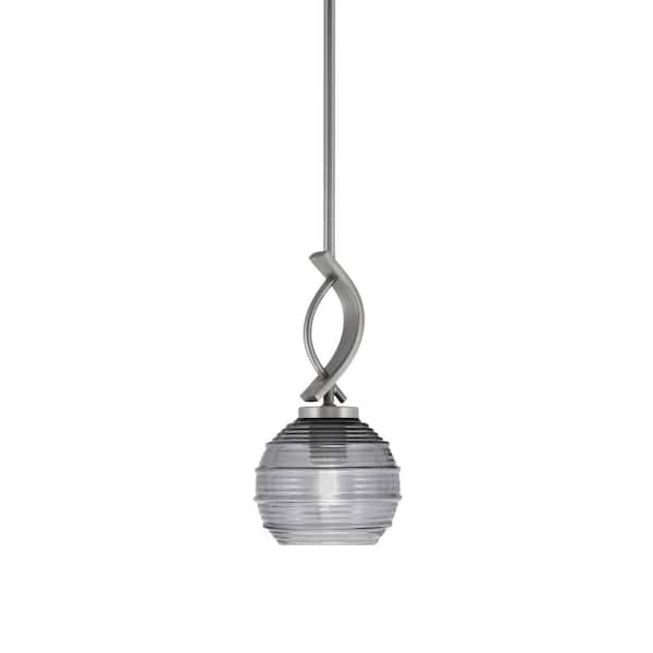 Unbranded Olympia 100-Watt 1-Light Graphite Shaded Mini Pendant Light width Glass Shade
