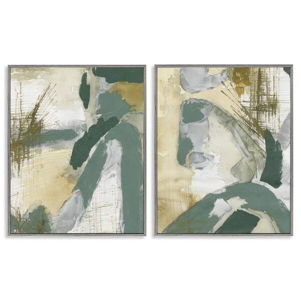 Stupell Industries Rustic Abstraction in Neutrals by Vanna Lam 2 Pieces Gray Framed Abstract Giclee Art Print 14 in. x 11 in.