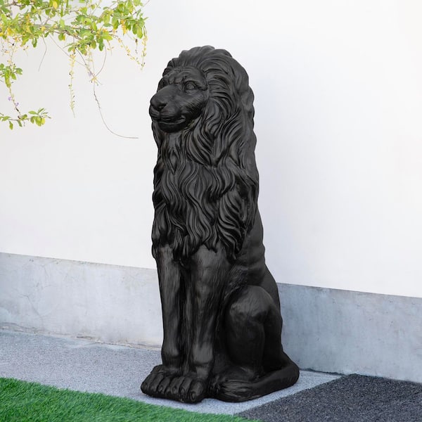 Glitzhome Set of 2-36.25 in.H Oversized MGO Black Guardian Sitting