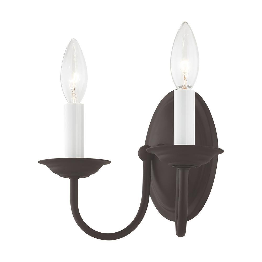 Bronze 2-Light Traditional Wall Sconce with Candelabra Base