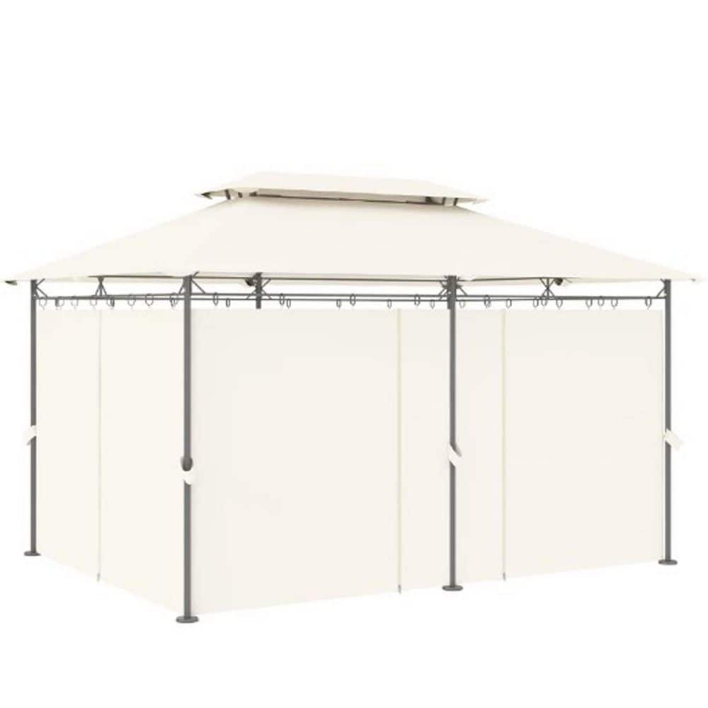 13 ft. x 9.7 ft. Cream White Outdoor Double Roof Patio Gazebo with