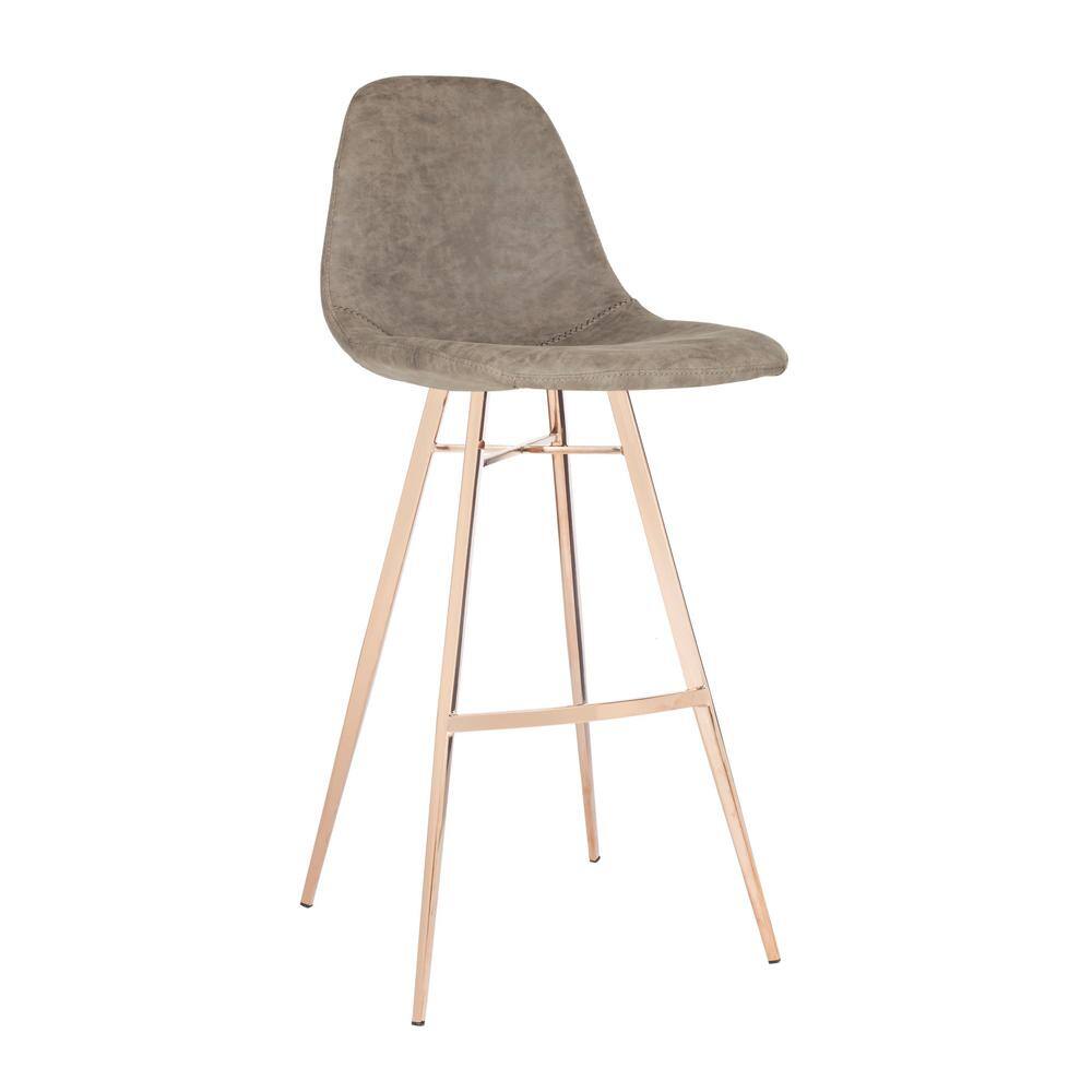 Taupe Faux Leather and Metal Bar Stool