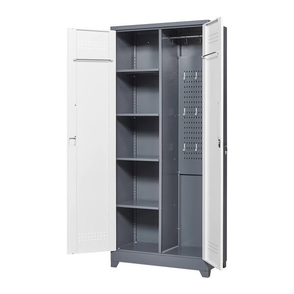 31.5 in. W x 15.8 in. D x 72.8 in. H Grey+White Metal Outdoor