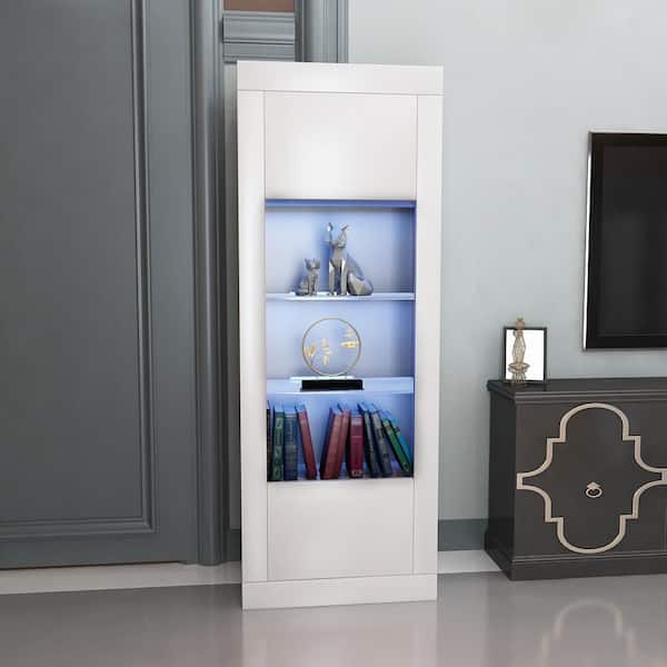 ELEGANT 3-door Sideboards for Living Room RGB Led Lights White Gloss Display Cabinet Sideboard Unit Furniture L1160xD350xH930mm 