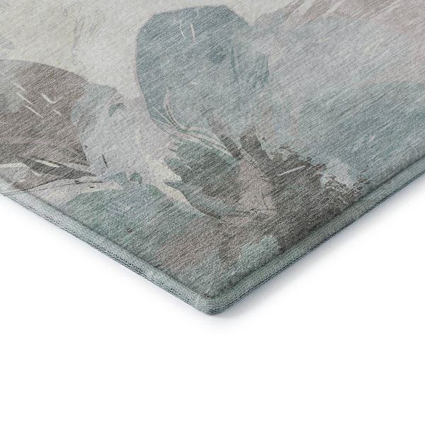Mayfield Premium Machine Washable Abstract AMF1554 Seafoam 2 ft. x 3 ft. Area Rug