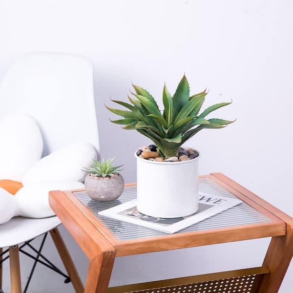 Unbranded 2 Pack 12.5 in. Green Indoor/Outdoor Artificial Aloe Plant, Large  Faux Succulents for DIY Greenery Decor 9.8 in. H SA1059B226