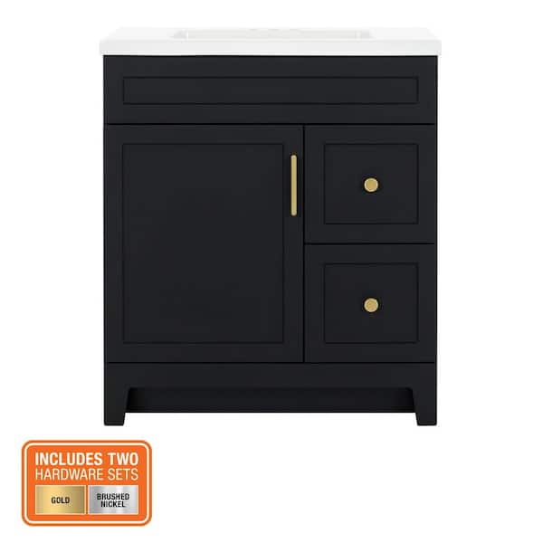 Chasbury 31 in. Single Sink Matte Black Vanity with White Cultured Marble Top (Assembled)
