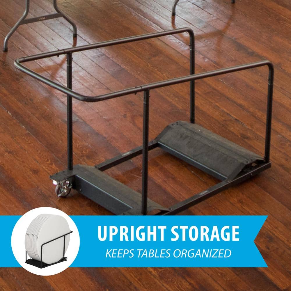 Black Steel Table Cart with Locking Wheels